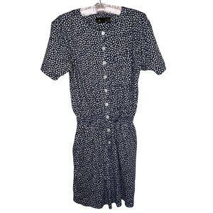 Vintage Liz Claiborne Sport Romper Navy Floral Grandma Core Style Cotton Clothes